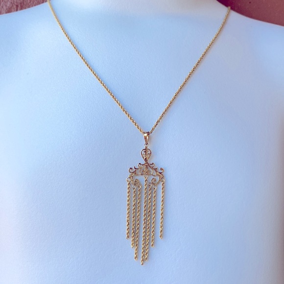 Genuine 10k yellow gold chain and pendant 20in - Picture 2 of 9